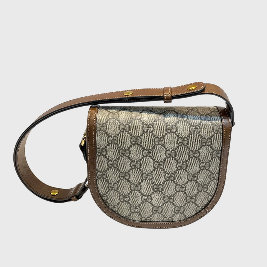 Gucci Horsebit 1955 Mini Rounded Bag Canvas Brown GHW