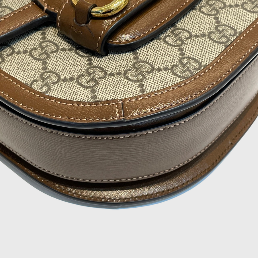 Gucci Horsebit 1955 Mini Rounded Bag Canvas Brown GHW