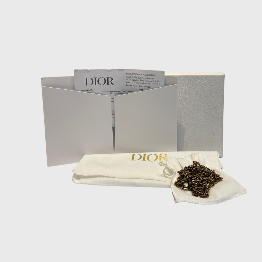 Christian Dior Saddle Pouch with Chain Calfskin Black GHW