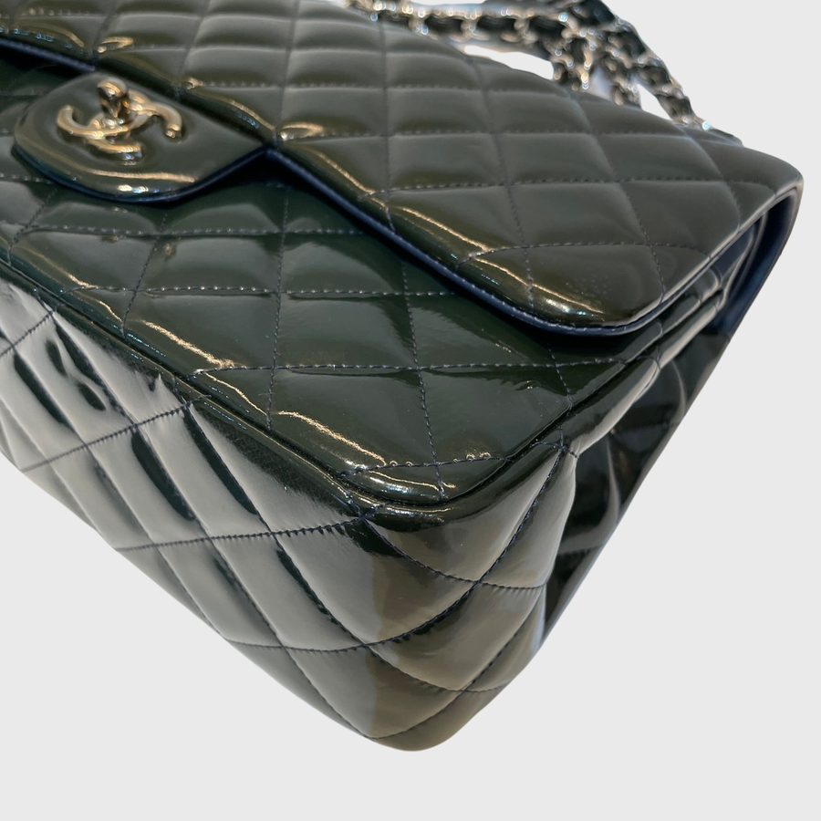 Chanel Classic Jumbo Patent Green SHW