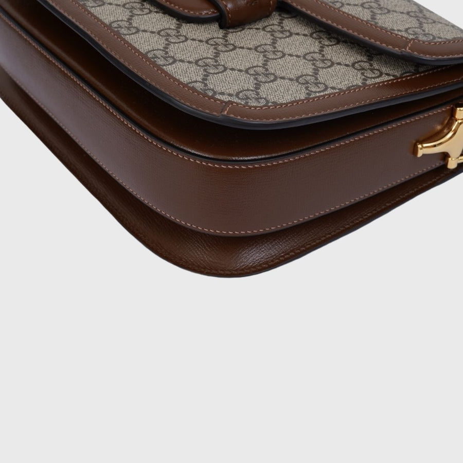 Gucci Horsebit 1955 Shoulder Bag Small Canvas Brown Ebony GHW