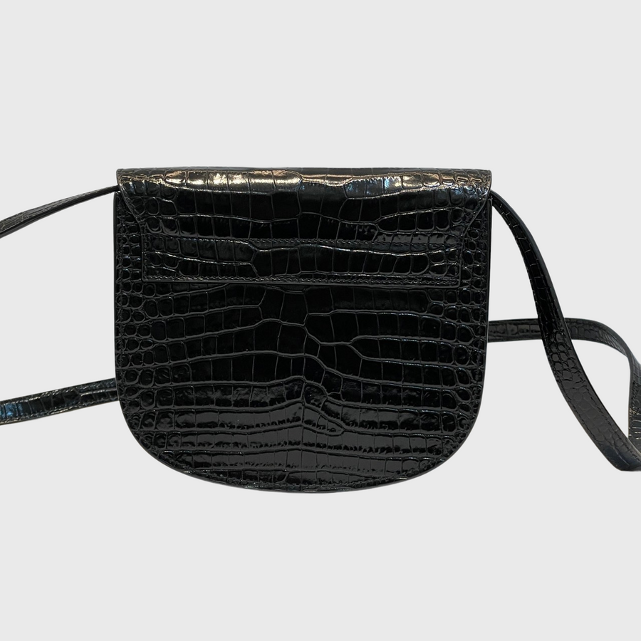 Saint Laurent/Kaia Croc-Embossed Small Shoulder Bag