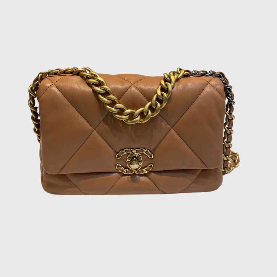 Chanel 19 Flap Bag Lambskin Brown GHW