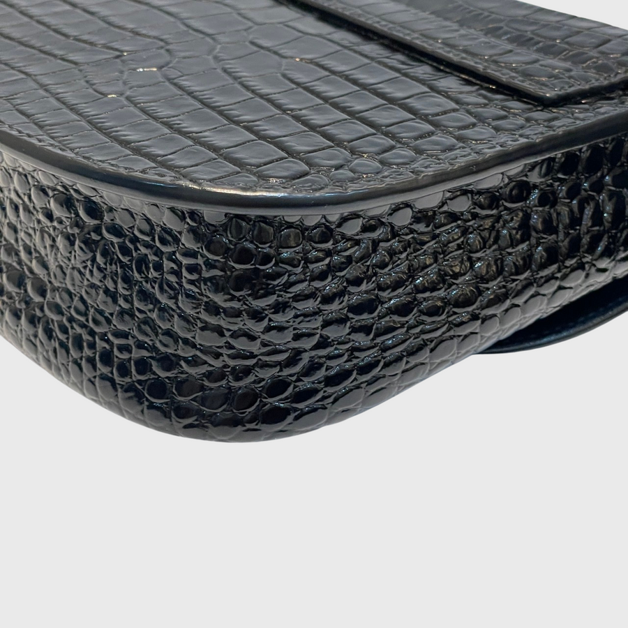 Saint Laurent/Kaia Croc-Embossed Small Shoulder Bag