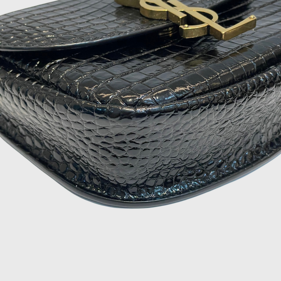 Saint Laurent/Kaia Croc-Embossed Small Shoulder Bag