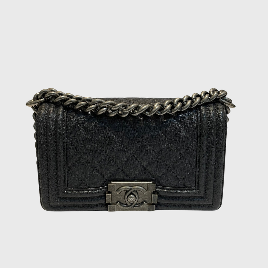 Chanel Boy Caviar Black RHW