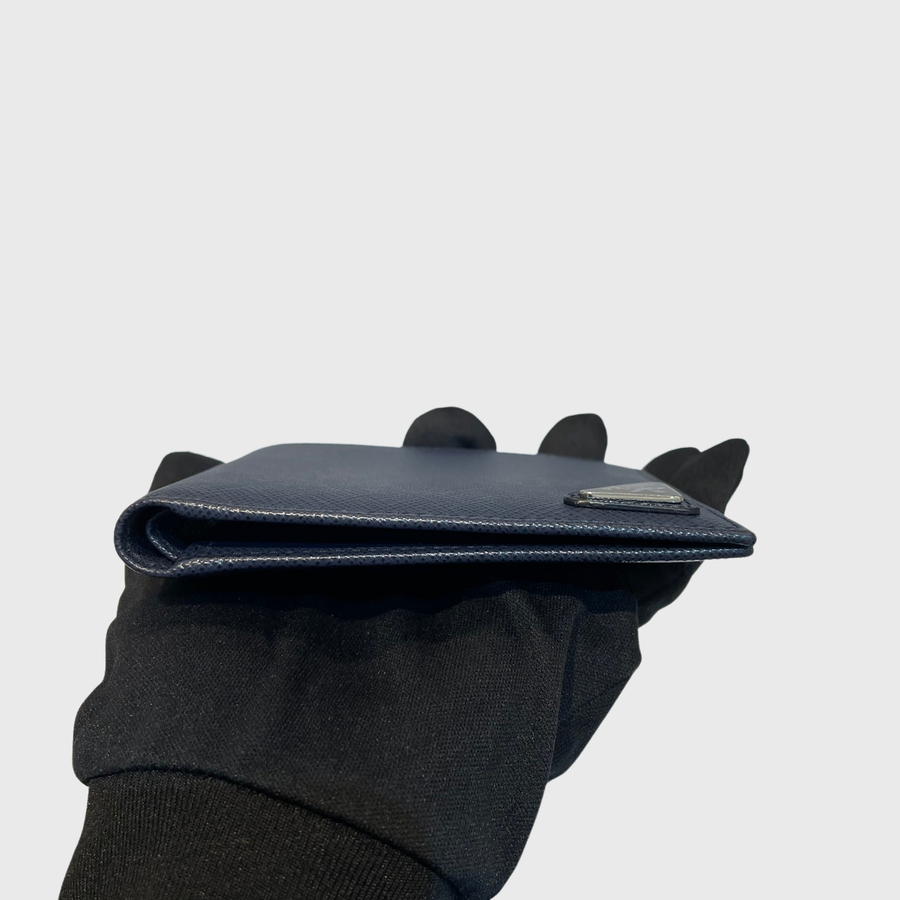 Prada Saffiano Wallet Leather Dark Blue SHW