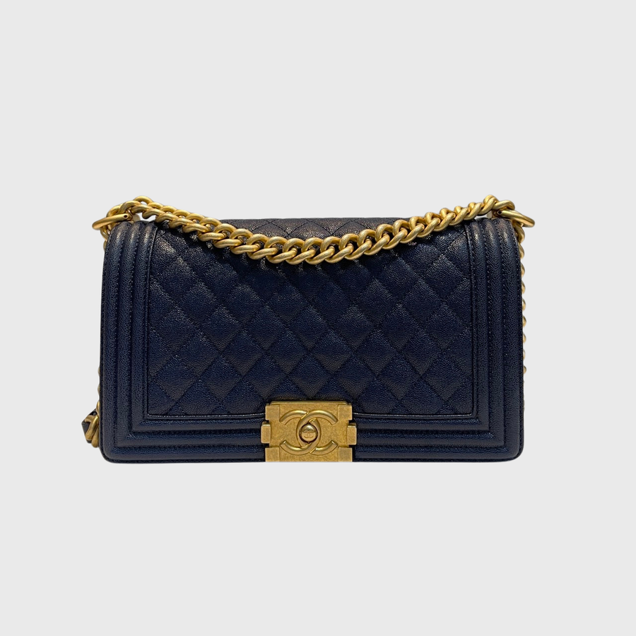 Chanel Boy Caviar Navy GHW