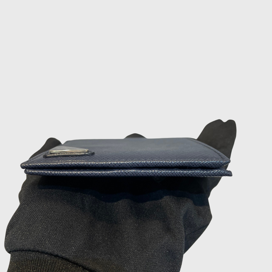 Prada Saffiano Wallet Leather Dark Blue SHW