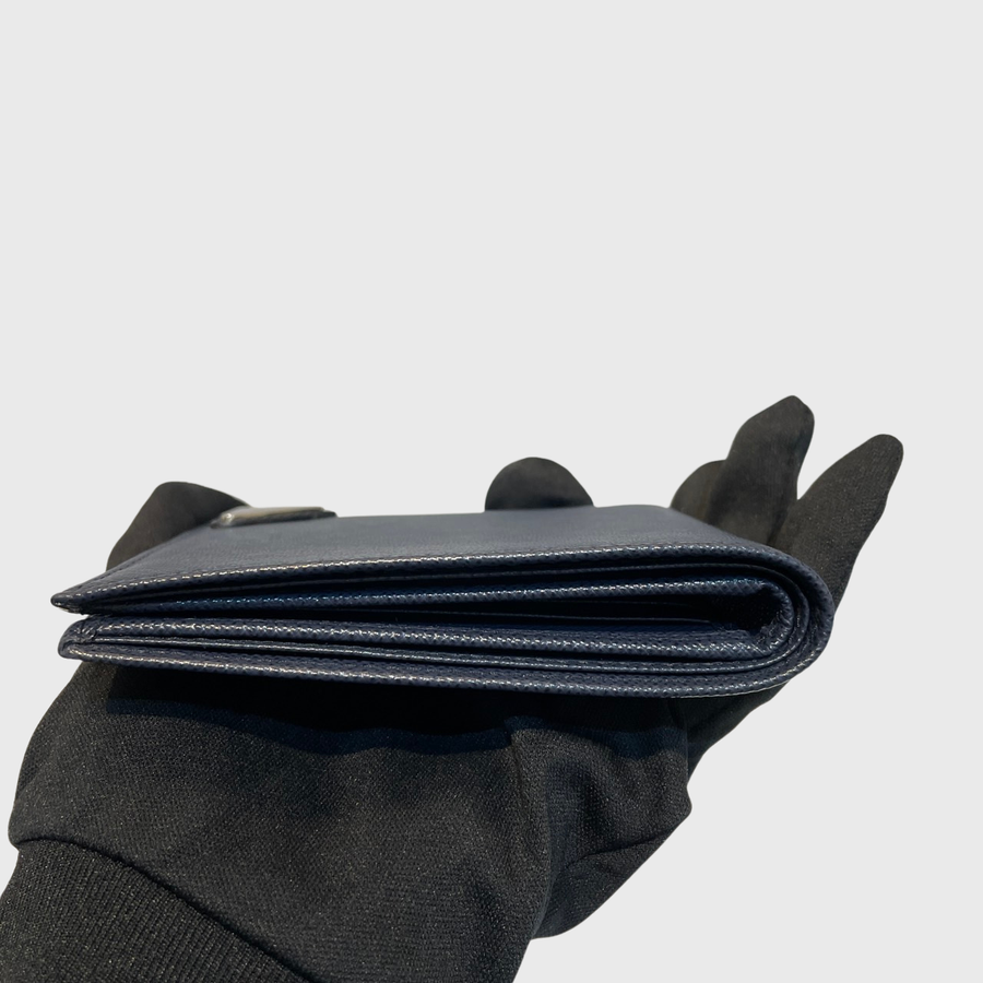 Prada Saffiano Wallet Leather Dark Blue SHW