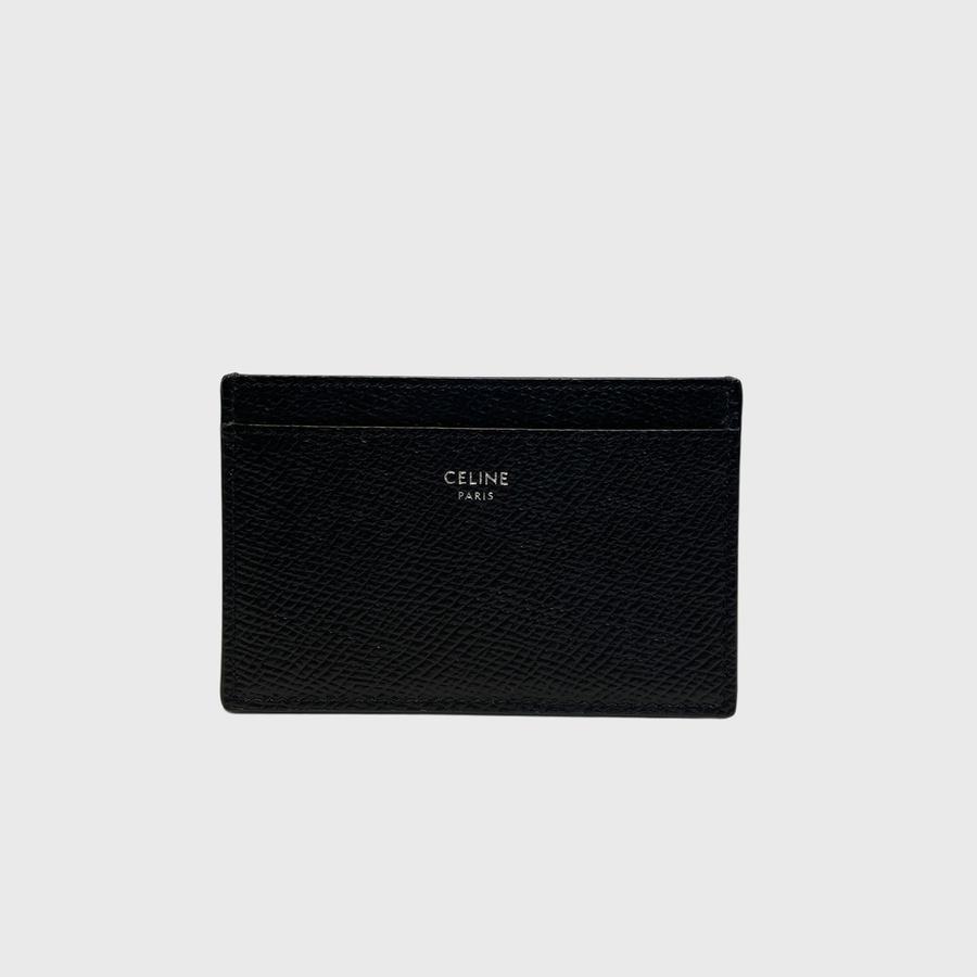 Celine Grained Card Holder Calfskin Black