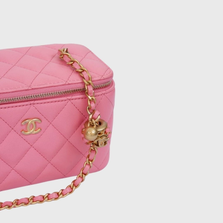 Chanel Vanity Adjustable Bag Small Lambskin Pink GHW
