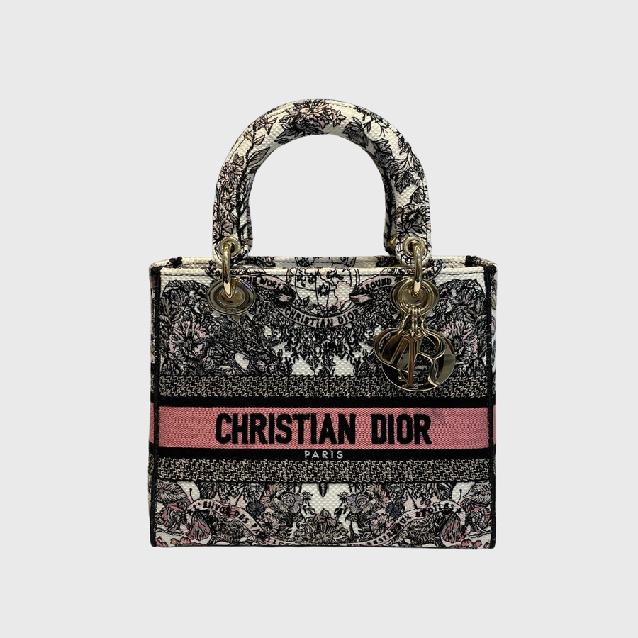 Christian Dior Lady Dior Bag Canvas Multicolor PG
