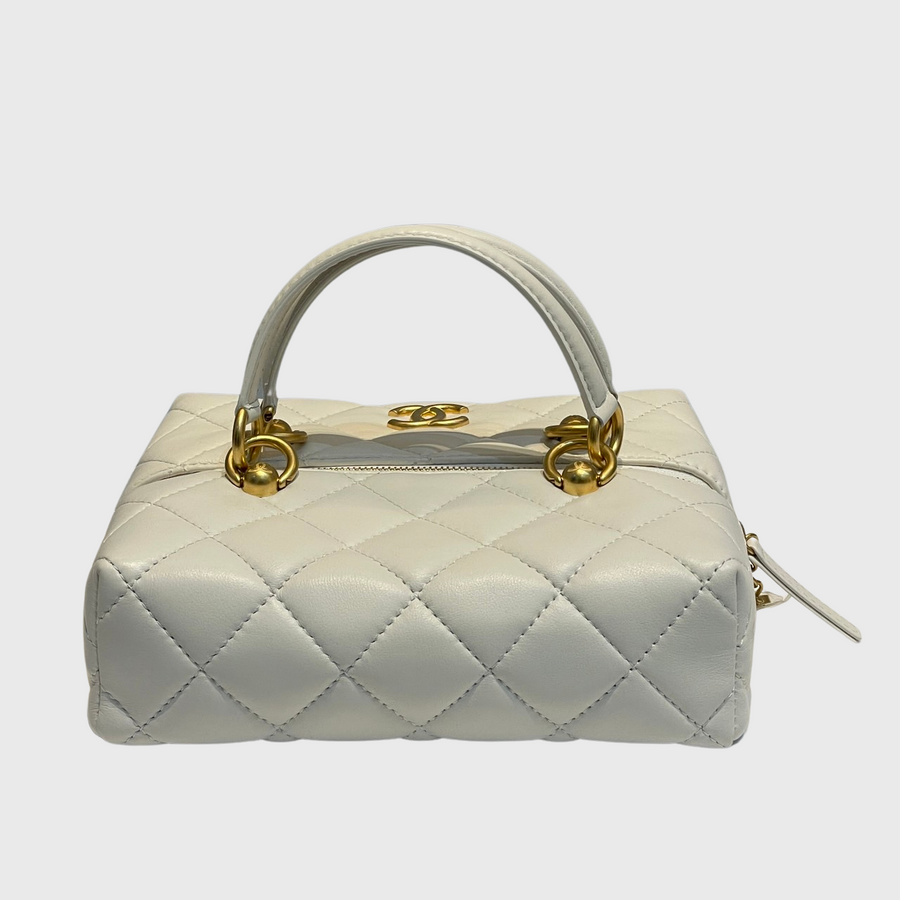 Chanel Box with Top Handle Lambskin White GHW