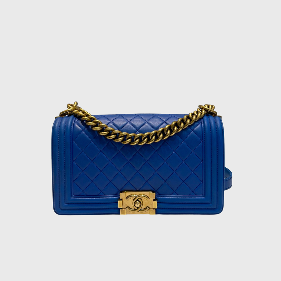 Chanel Boy Lambskin Dark Blue GHW