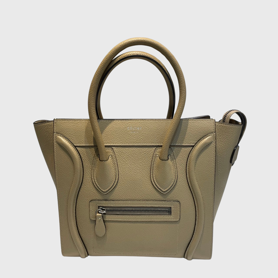 Celine Luggage Bag Calfskin Beige SHW Perrine Porter