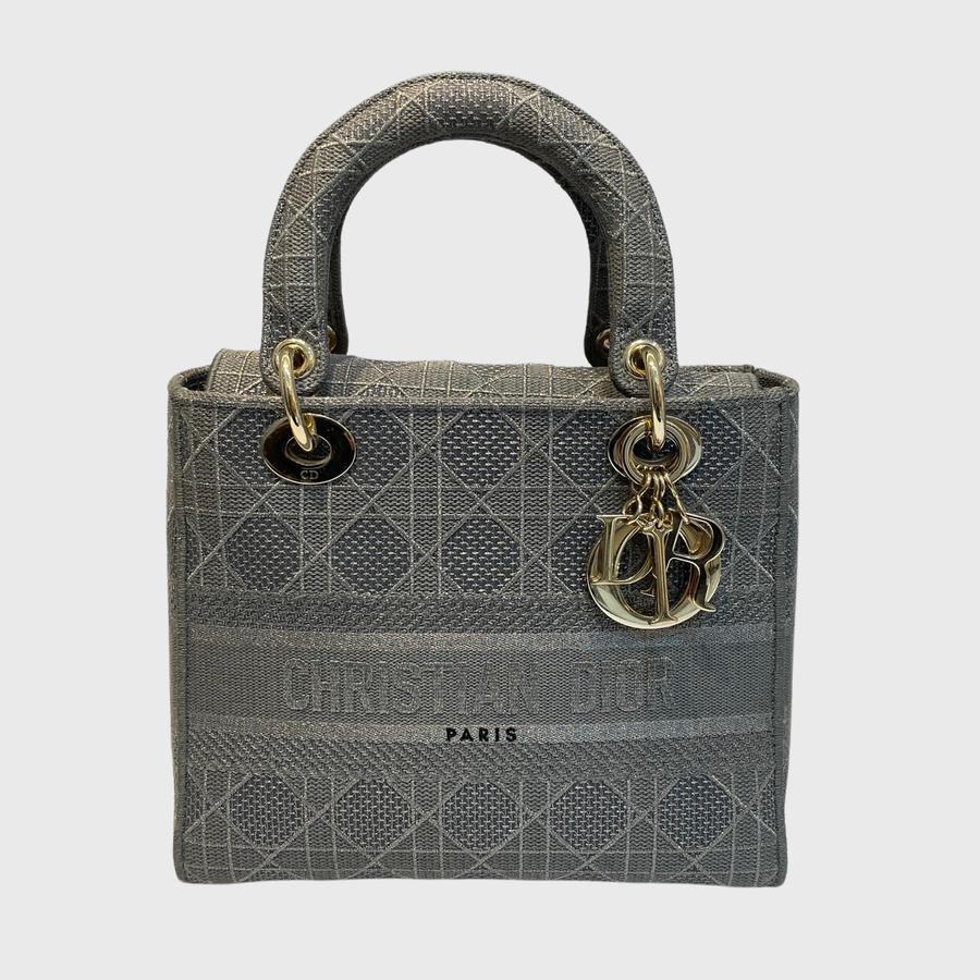 Christian Dior Lady Dior Bag Canvas Grey LGHW