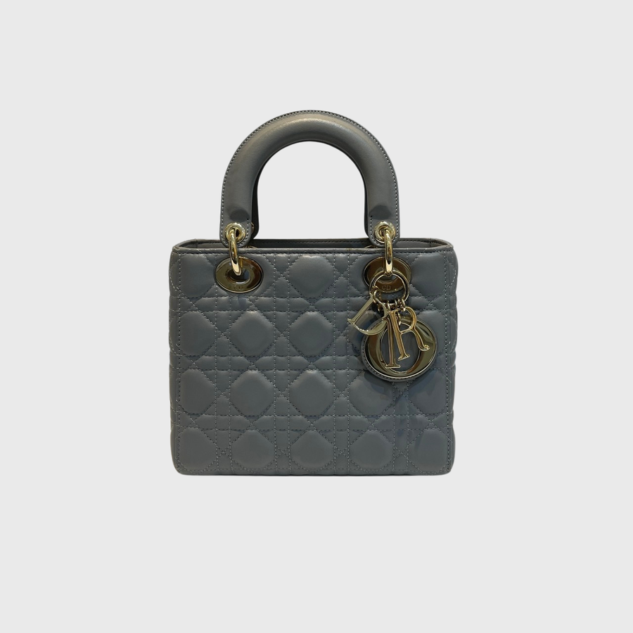 Christian Dior Lady Calfskin Grey GHW