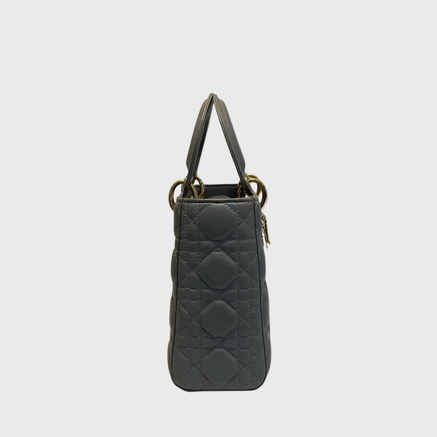 Christian Dior Lady Calfskin Grey GHW