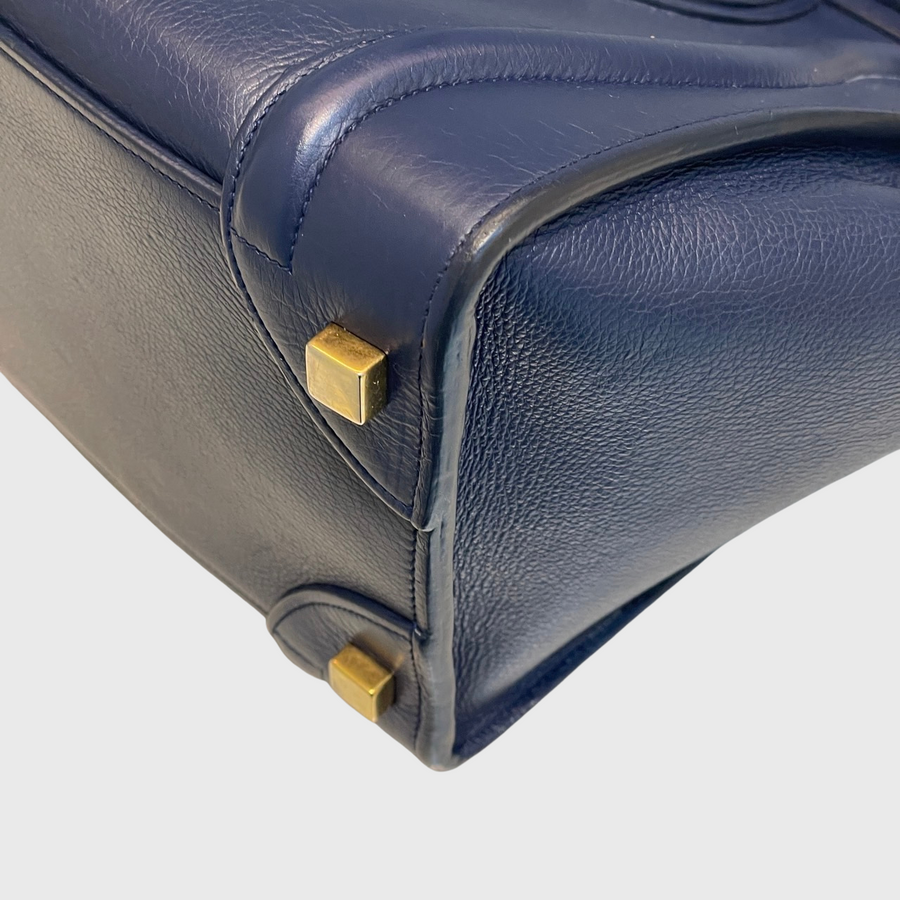 Celine Luggage Bag Calfskin Suede Blue GHW
