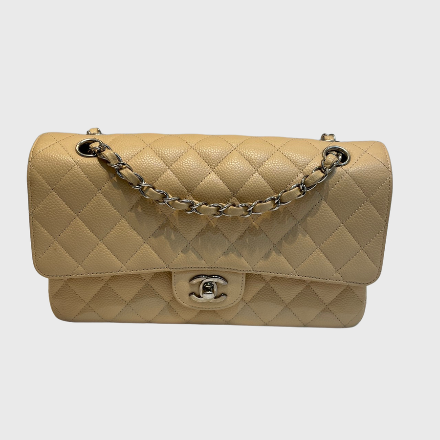 Chanel Classic 10 Caviar Beige SHW