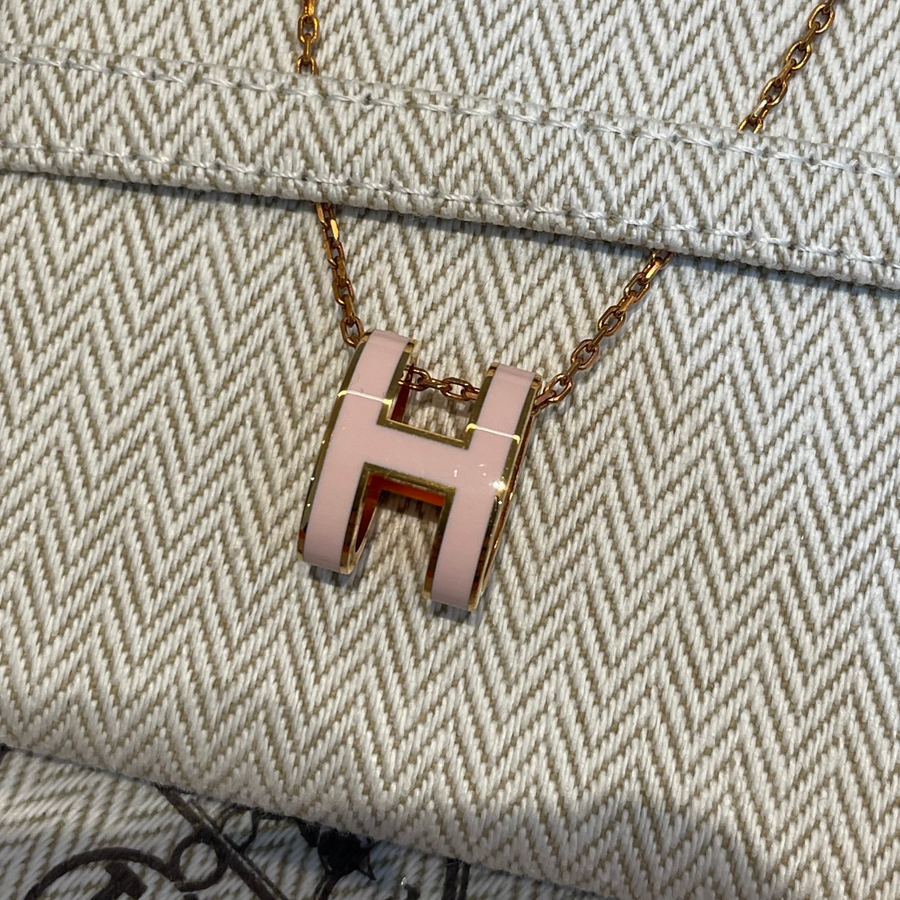 Hermes H Pop Necklace Metal Pink GHW