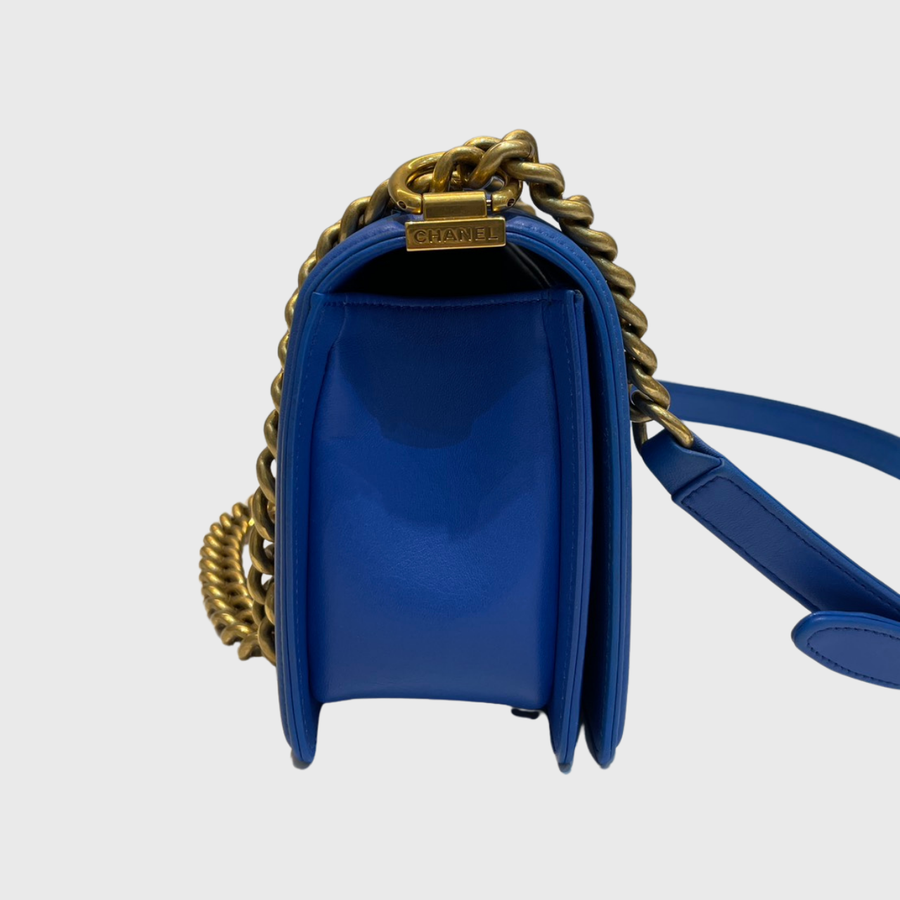 Chanel Boy Lambskin Dark Blue GHW