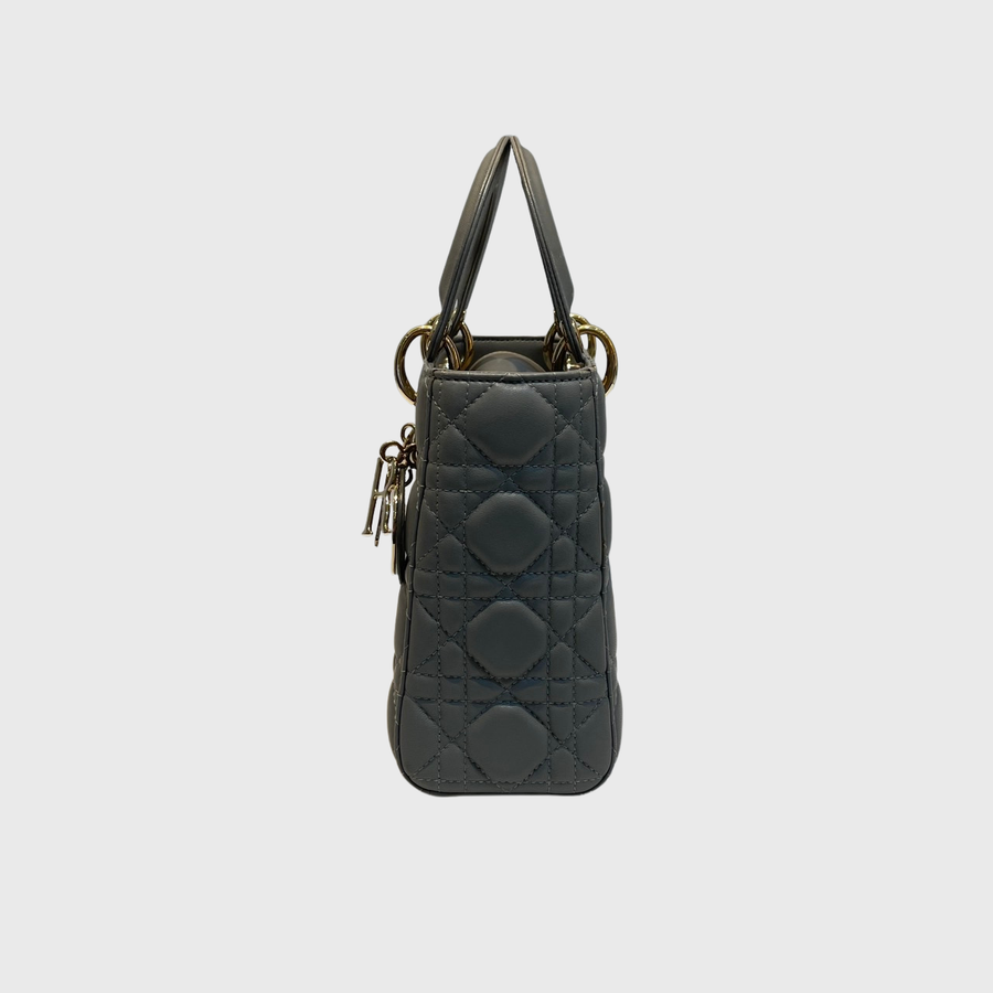 Christian Dior Lady Calfskin Grey GHW