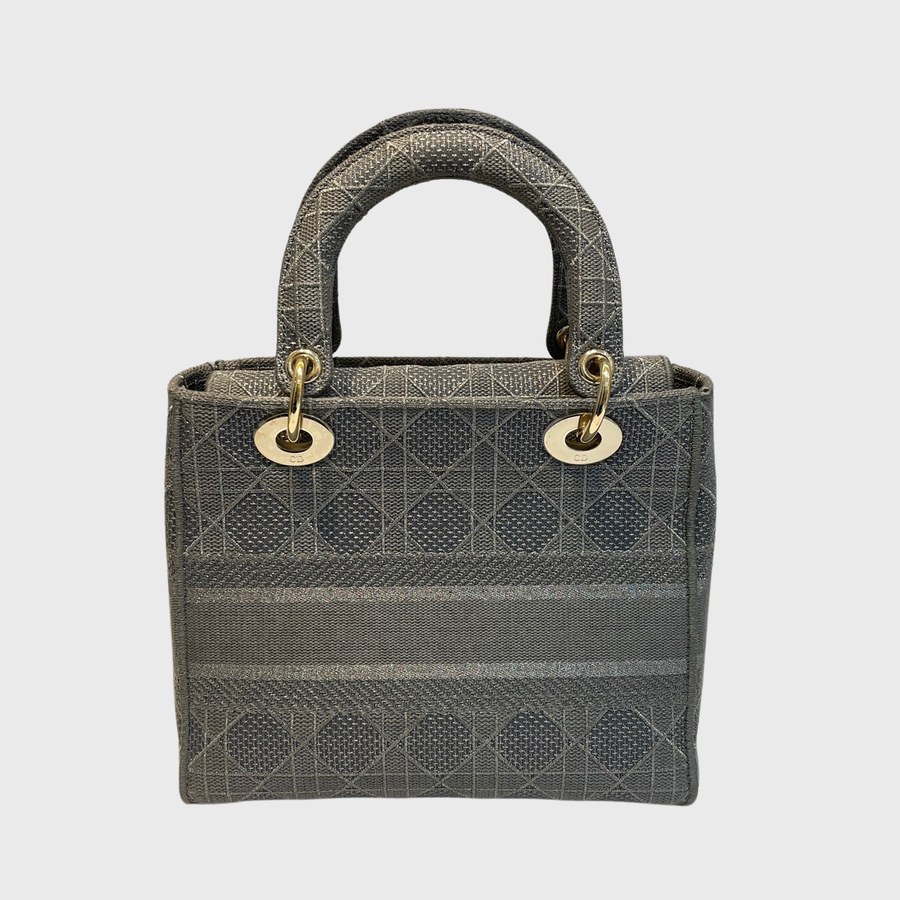 Christian Dior Lady Dior Bag Canvas Grey LGHW