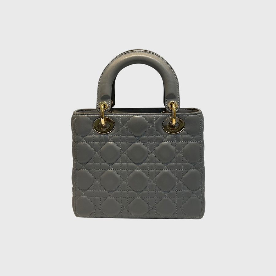 Christian Dior Lady Calfskin Grey GHW