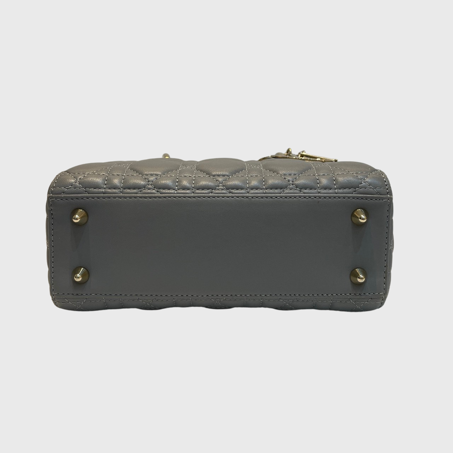Christian Dior Lady Calfskin Grey GHW