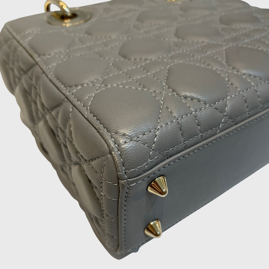 Christian Dior Lady Calfskin Grey GHW