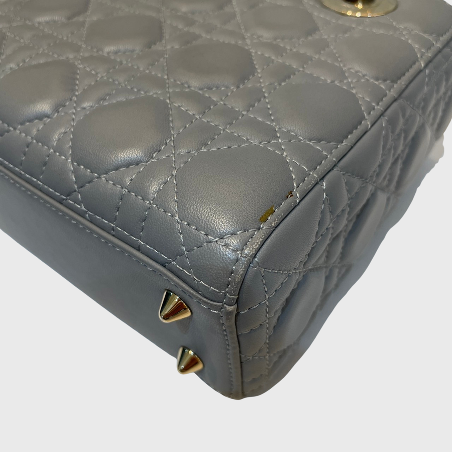 Christian Dior Lady Calfskin Grey GHW