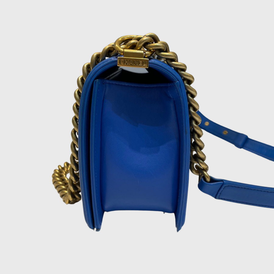 Chanel Boy Lambskin Dark Blue GHW