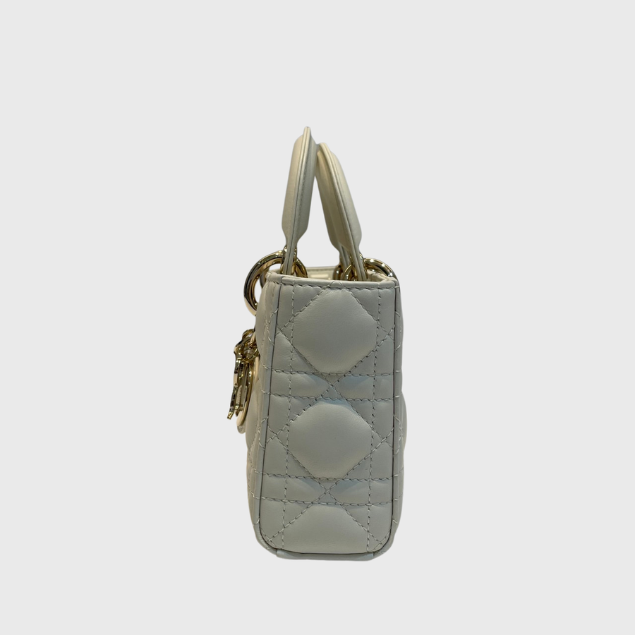 Christian Dior Lady D-Joy Calfskin White GHW
