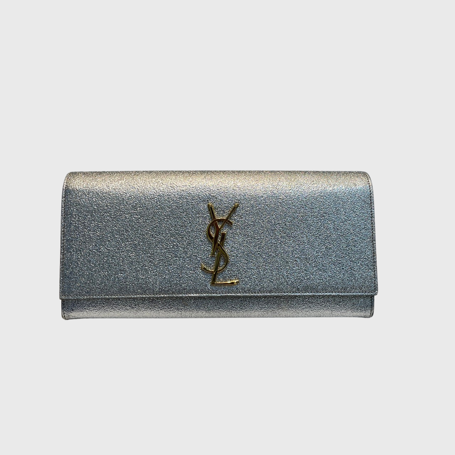 Saint Laurent Kate Grained Calfskin Silver GHW