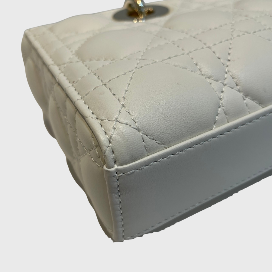 Christian Dior Lady D-Joy Calfskin White GHW