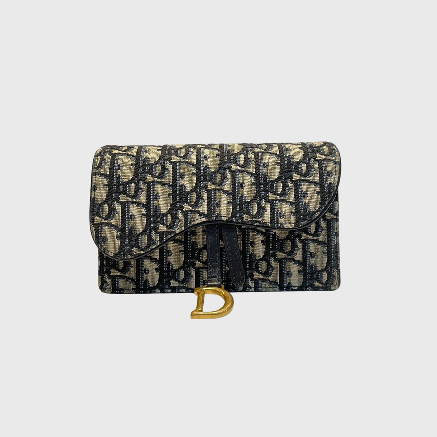 Christian Dior Oblique Saddle Canvas Blue GHW