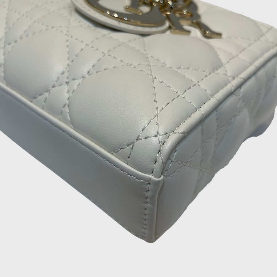Christian Dior Lady D-Joy Calfskin White GHW