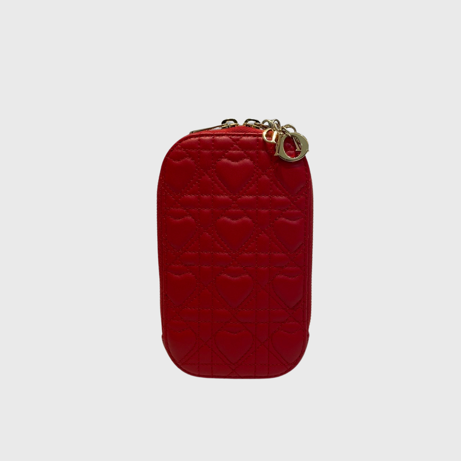 Christian Dior Lady Dior Phone Holder Lambskin Red SHW