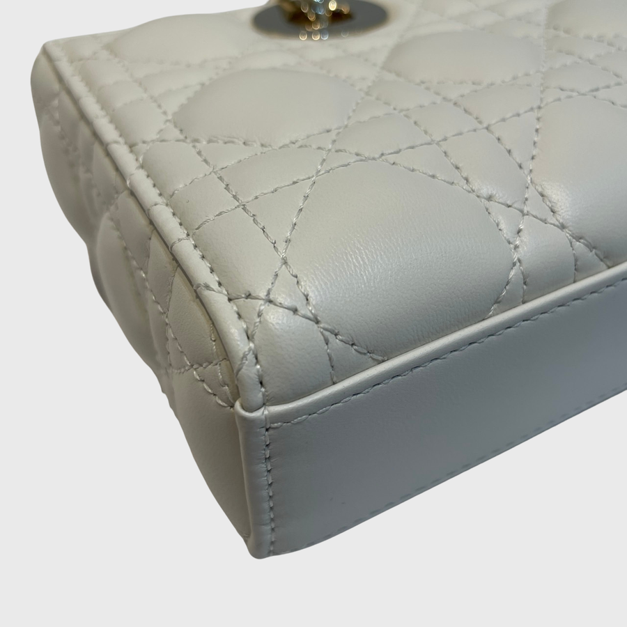 Christian Dior Lady D-Joy Calfskin White GHW