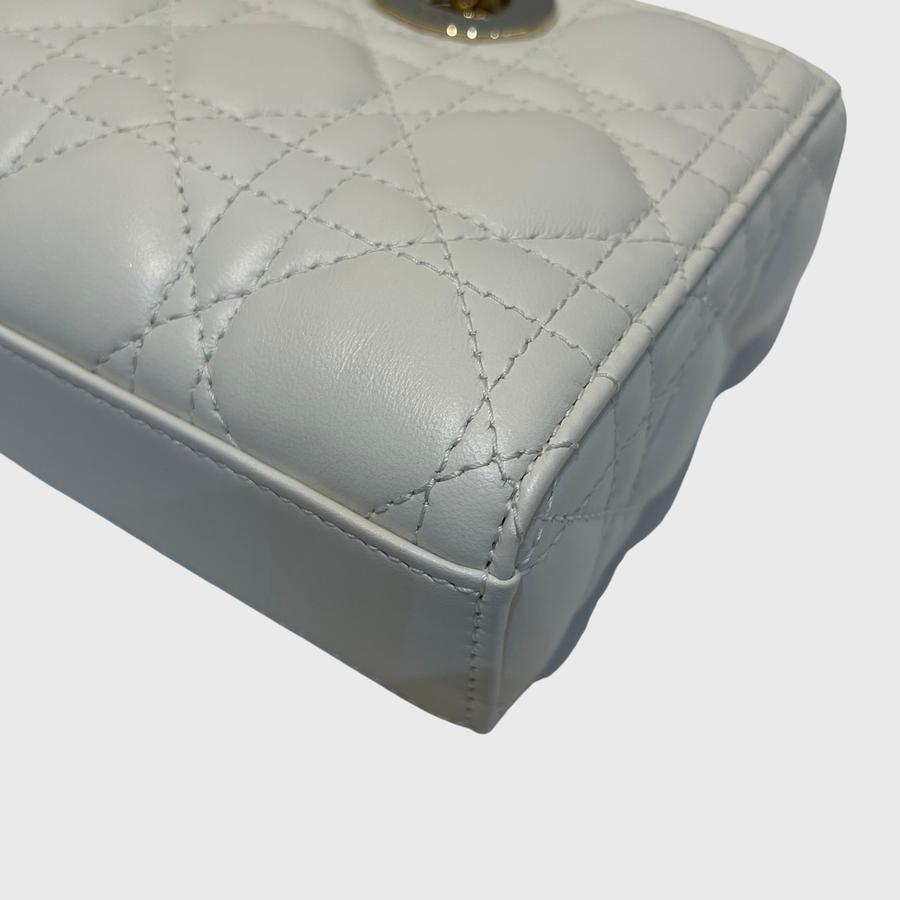 Christian Dior Lady D-Joy Calfskin White GHW