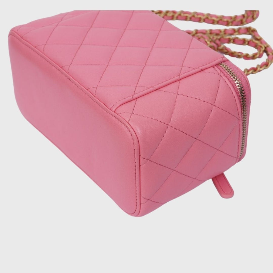 Chanel Vanity Adjustable Bag Small Lambskin Pink GHW