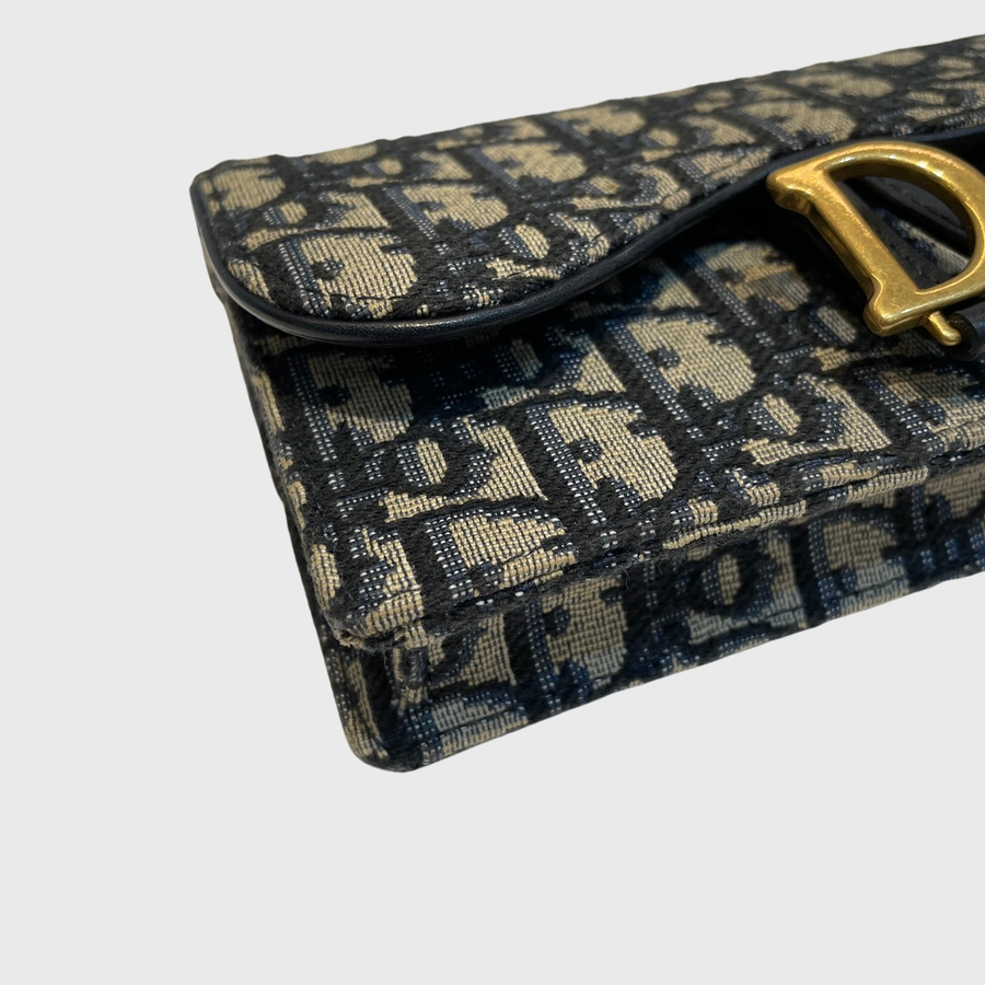 Christian Dior Oblique Saddle Canvas Blue GHW