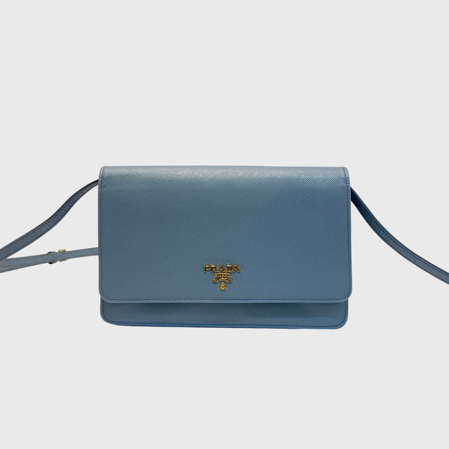 Prada Saffiano Crossbody Bag Saffiano Light Blue GHW