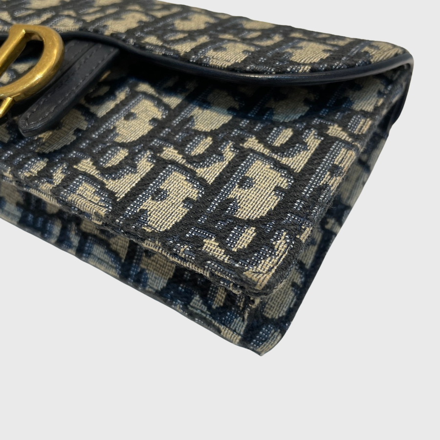 Christian Dior Oblique Saddle Canvas Blue GHW