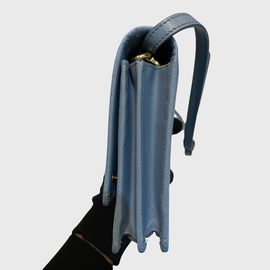 Prada Saffiano Crossbody Bag Saffiano Light Blue GHW