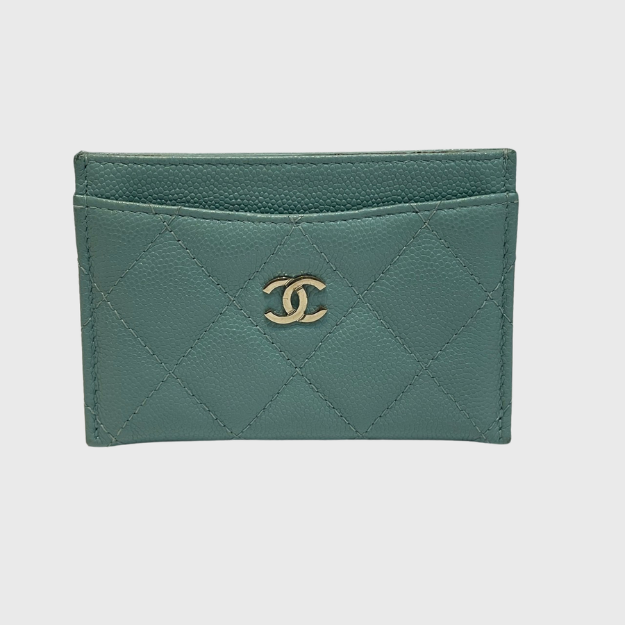 Chanel Card Holder Caviar Blue SHW