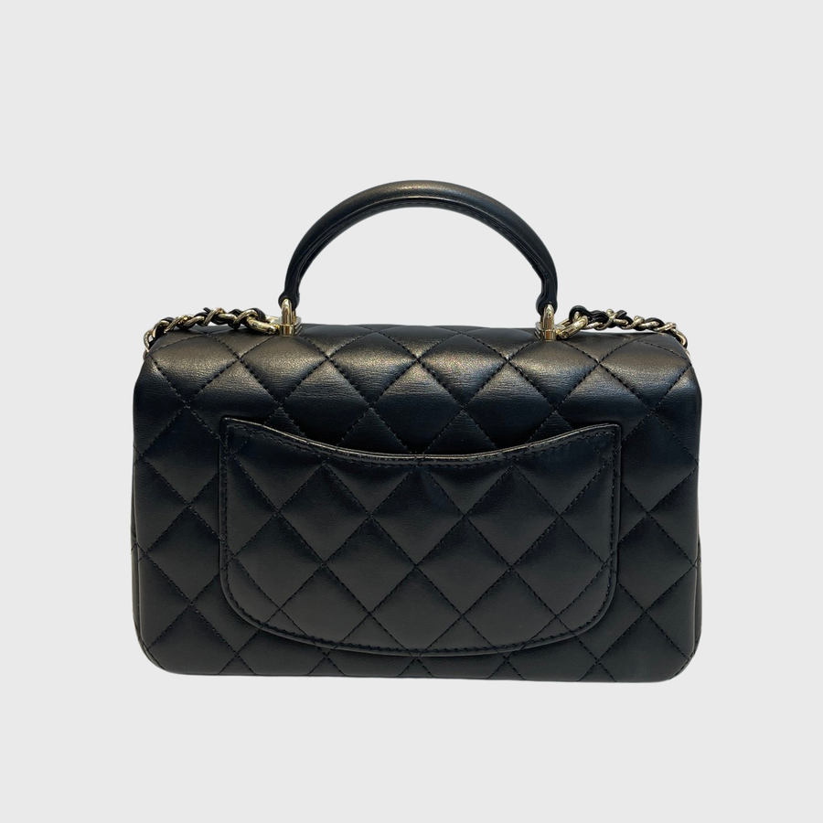 Chanel CC Top Handle Lambskin Black GHW