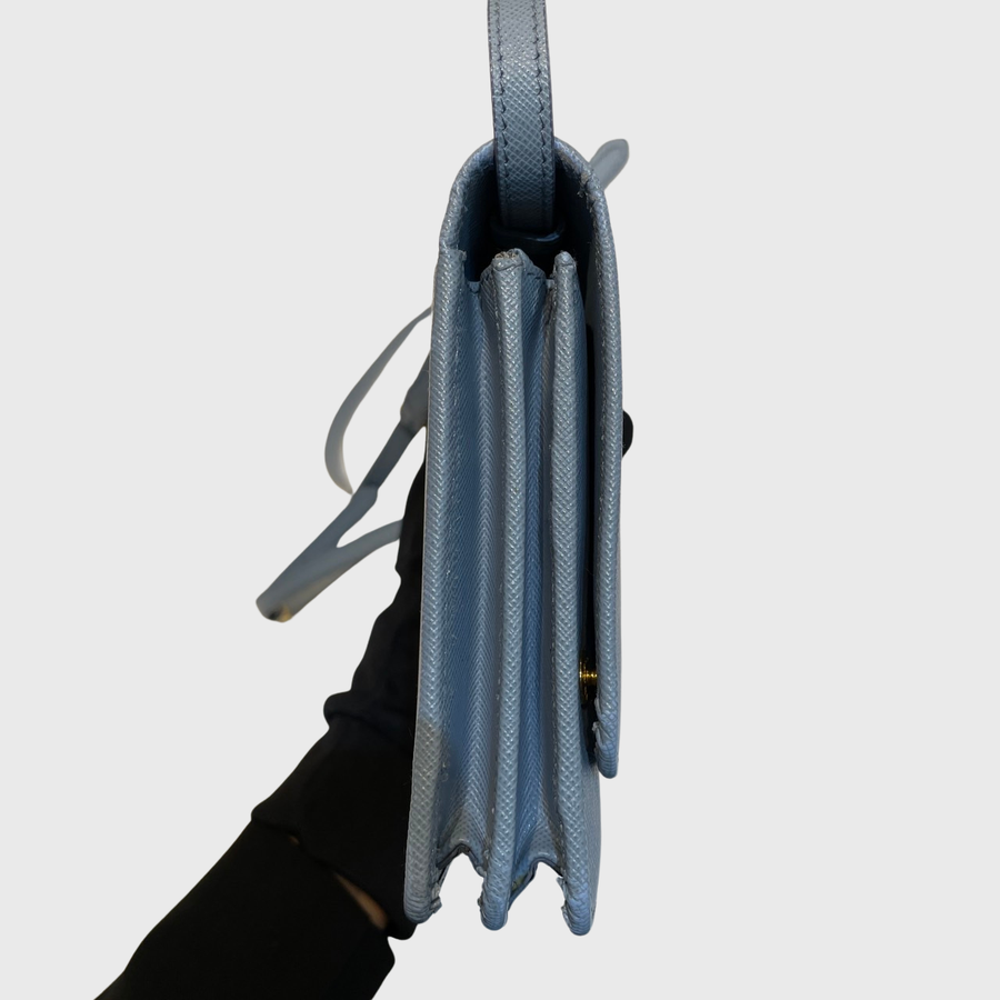 Prada Saffiano Crossbody Bag Saffiano Light Blue GHW